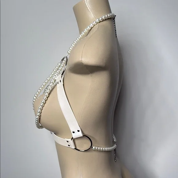 Sugar Thrillz Pearl Embellished White Chemise - Picture 3 of 5